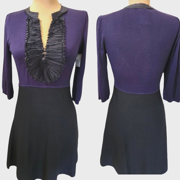 BCBGMaxAzria Dresses & Skirts - BCBGMAXAZRIA 🔖NWT! Black Blue Silk Knit Sweater Dress